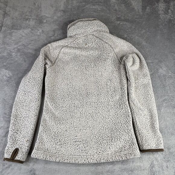 Kuhl Flight Jacket Womens XS Ivory Sherpa Fleece Hooded Full Zip Thumbholes - Picture 13 of 15